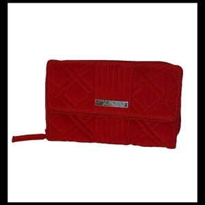 Vera Bradley Red Quilted‎ Wallet Clutch 7 1/4" x 4 3/4"